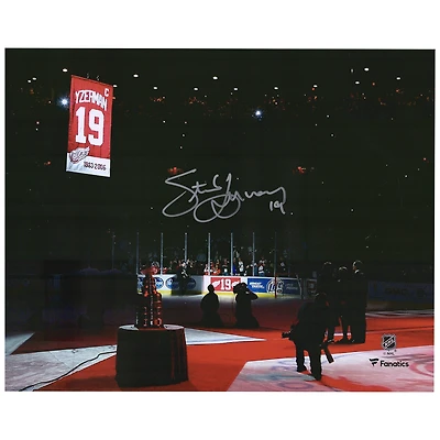Steve Yzerman Detroit Red Wings Autographed 16" x 20" Jersey Retirement Night Photograph