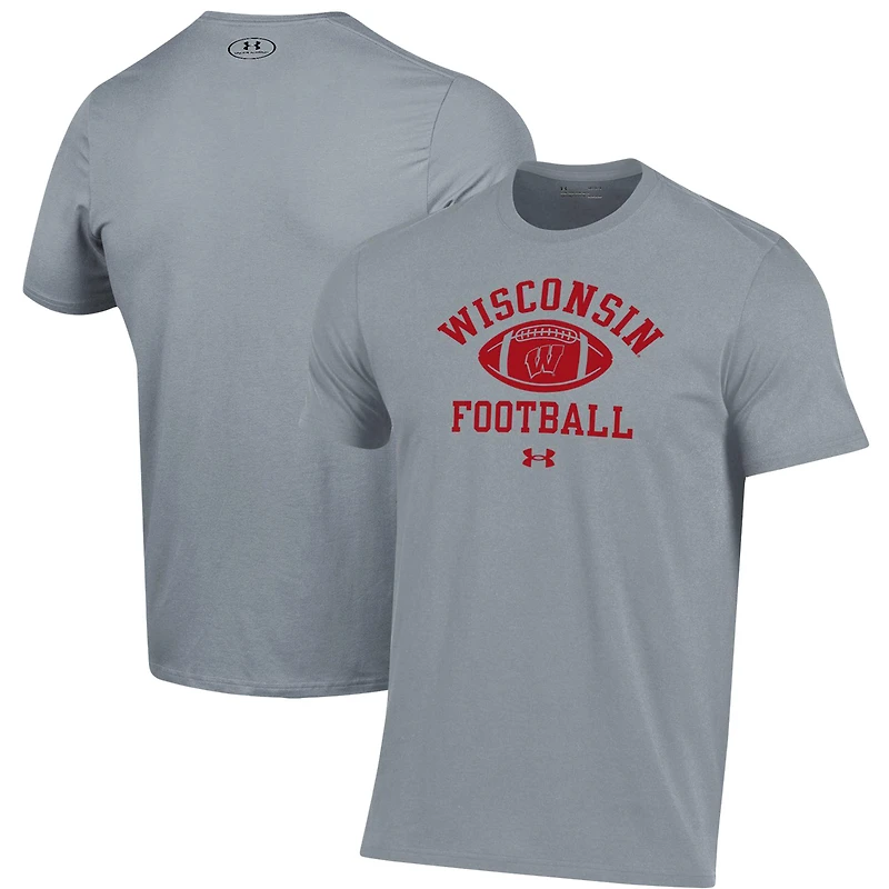 Men's Under Armour Gray Wisconsin Badgers Football Practice T-Shirt