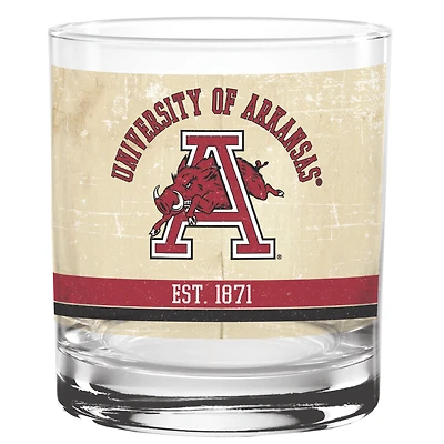 Arkansas Razorbacks 14oz. Vintage Retro Rocks Glass