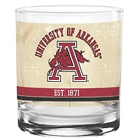 Arkansas Razorbacks 14oz. Vintage Retro Rocks Glass