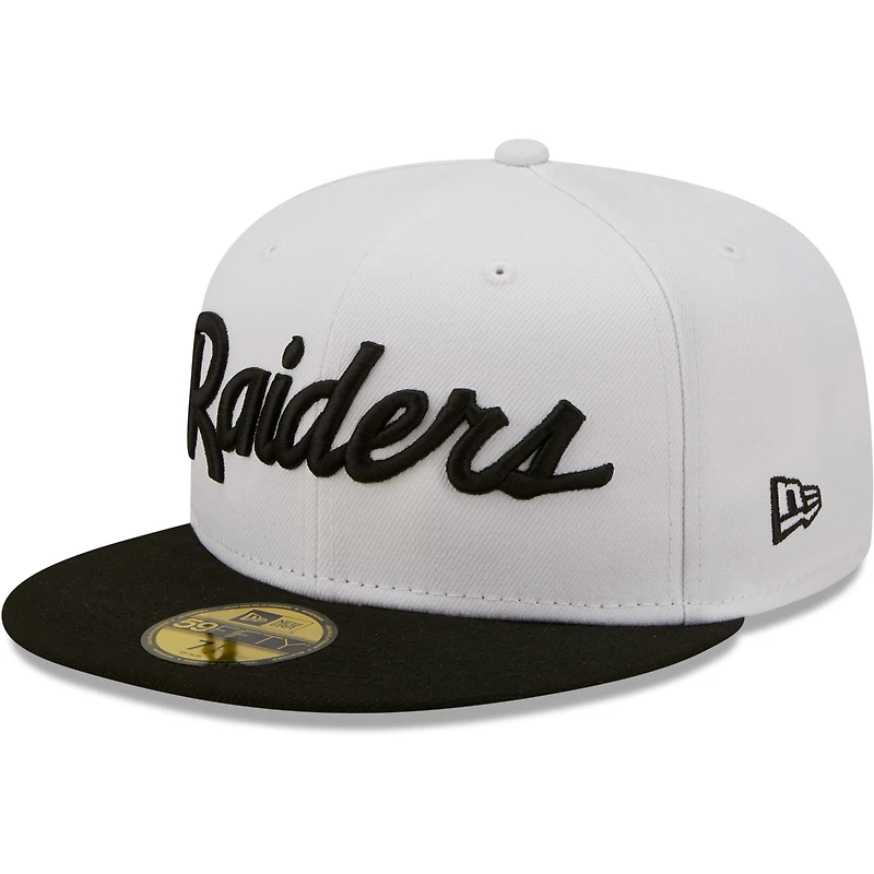 Men's New Era  White/Black Las Vegas Raiders Flipside 2Tone 59FIFTY Fitted Hat