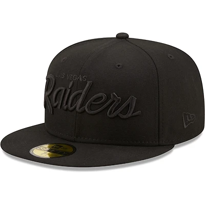 Men's New Era Las Vegas Raiders Black on Black Alternate Logo 59FIFTY Fitted Hat