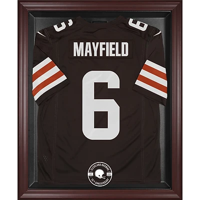 Cleveland Browns Mahogany Framed 75th Anniversary Season Logo Jersey Display Case