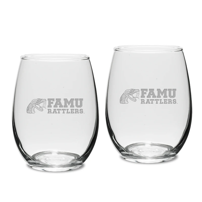 Florida A&M Rattlers 2-Piece 15oz. Stemless Wine Glass Set