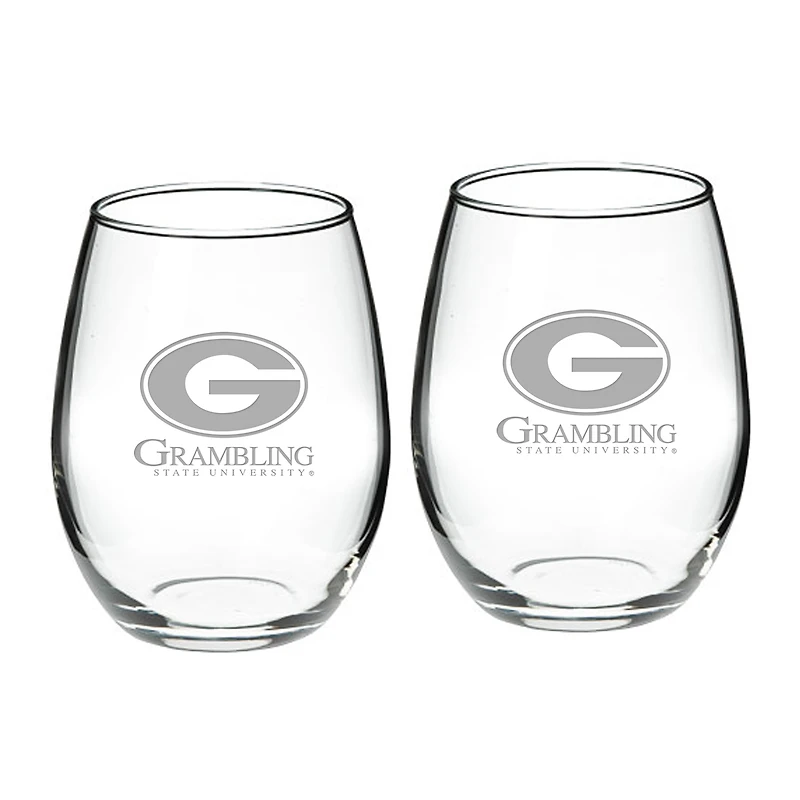 Grambling Tigers 2-Piece 21oz. Stemless Wine Glass Set