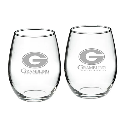 Grambling Tigers 2-Piece 21oz. Stemless Wine Glass Set