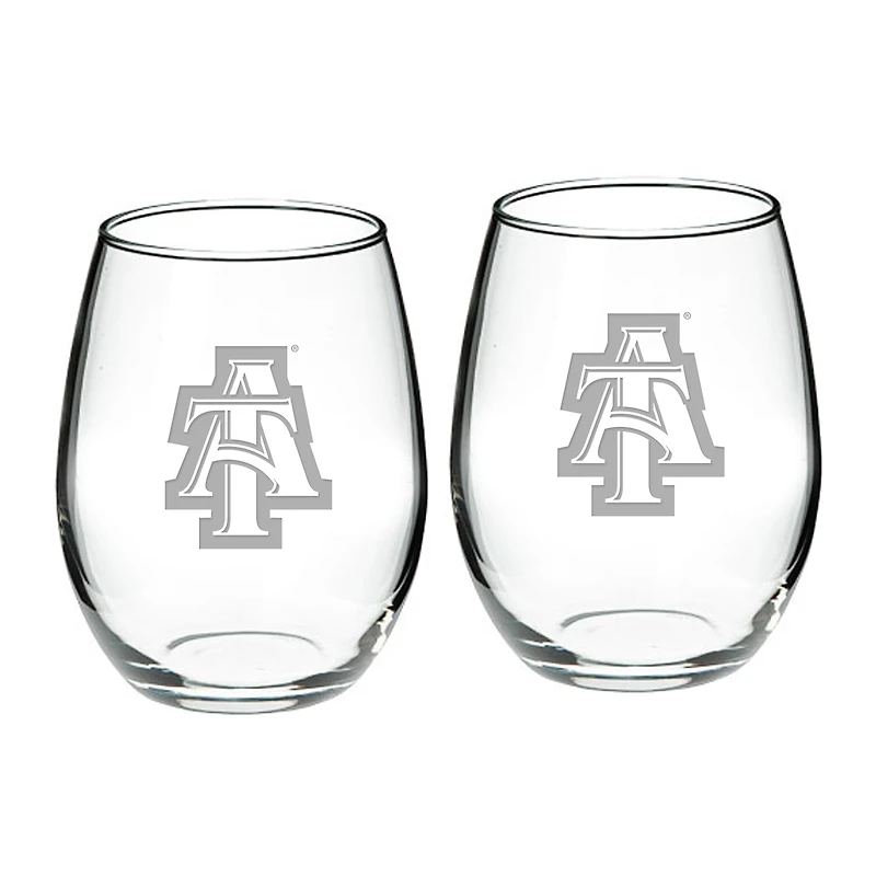 North Carolina A&T Aggies 2-Piece 21oz. Stemless Wine Glass Set