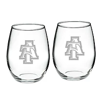 North Carolina A&T Aggies 2-Piece 21oz. Stemless Wine Glass Set