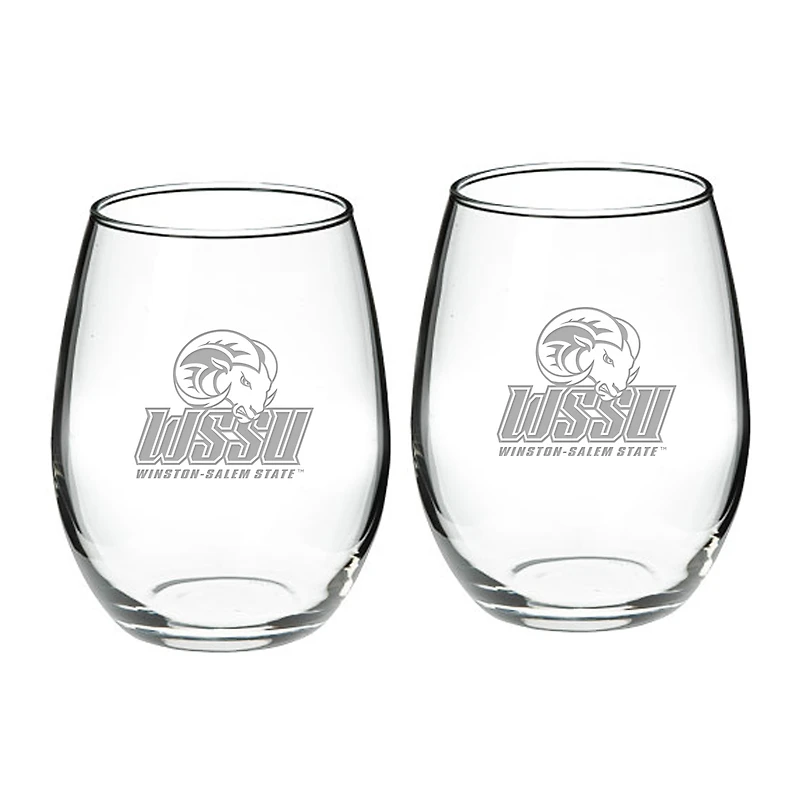Winston-Salem State Rams 2-Piece 21oz. Stemless Wine Glass Set