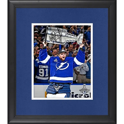 Andrei Vasilevskiy Tampa Bay Lightning Autographed Framed 2021 Stanley Cup Champions 8" x 10" Raising Cup Photograph