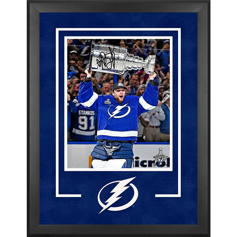 Andrei Vasilevskiy Tampa Bay Lightning Autographed Deluxe Framed 2021 Stanley Cup Champions 16" x 20" Raising Cup Photograph