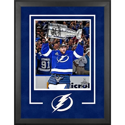 Andrei Vasilevskiy Tampa Bay Lightning Autographed Deluxe Framed 2021 Stanley Cup Champions 16" x 20" Raising Cup Photograph