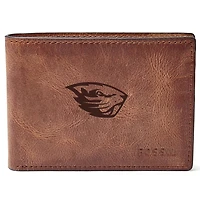 Men's Fossil Brown Oregon State Beavers Leather Derrick Front Pocket Bifold Wallet