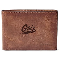 Men's Fossil Brown Montana Grizzlies Leather Derrick Front Pocket Bifold Wallet