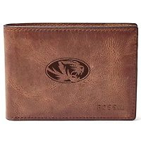 Men's Fossil Brown Missouri Tigers Leather Derrick Front Pocket Bifold Wallet