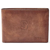 Men's Fossil Brown Syracuse Orange Leather Derrick Front Pocket Bifold Wallet