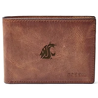 Men's Fossil Brown Washington State Cougars Leather Derrick Front Pocket Bifold Wallet