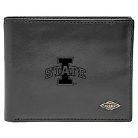 Men's Fossil Black Iowa State Cyclones Leather Ryan RFID Flip ID Bifold Wallet
