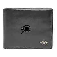 Men's Fossil Black Utah Utes Leather Ryan RFID Flip ID Bifold Wallet