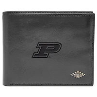 Men's Fossil Black Purdue Boilermakers Leather Ryan RFID Flip ID Bifold Wallet