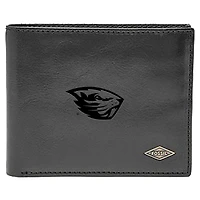 Men's Fossil Black Oregon State Beavers Leather Ryan RFID Flip ID Bifold Wallet