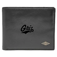 Men's Fossil Black Montana Grizzlies Leather Ryan RFID Flip ID Bifold Wallet