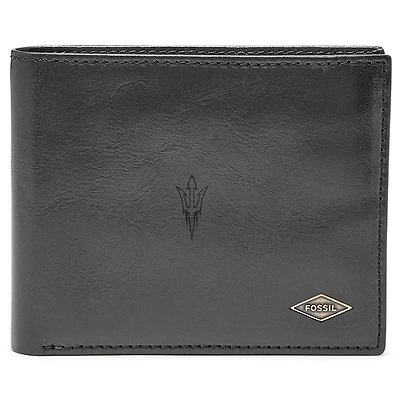 Men's Fossil Black Arizona State Sun Devils Leather Ryan RFID Flip ID Bifold Wallet