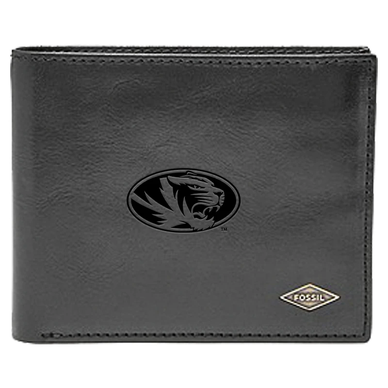 Men's Fossil Black Missouri Tigers Leather Ryan RFID Flip ID Bifold Wallet