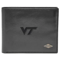 Men's Fossil Black Virginia Tech Hokies Leather Ryan RFID Flip ID Bifold Wallet