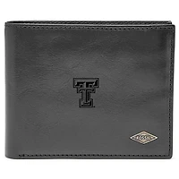 Men's Fossil Black Texas Tech Red Raiders Leather Ryan RFID Flip ID Bifold Wallet