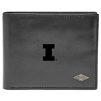 Men's Fossil Black Illinois Fighting Illini Leather Ryan RFID Flip ID Bifold Wallet