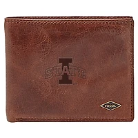 Men's Fossil Brown Iowa State Cyclones Leather Ryan RFID Flip ID Bifold Wallet