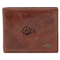 Men's Fossil Brown Montana Grizzlies Leather Ryan RFID Flip ID Bifold Wallet