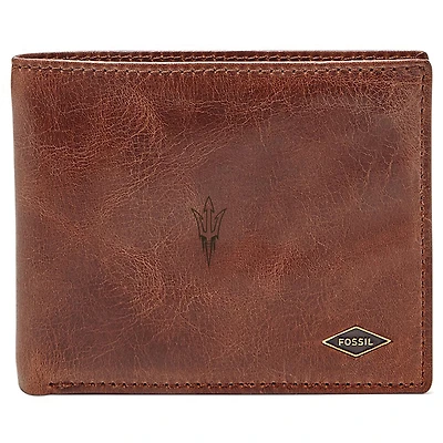 Men's Fossil Brown Arizona State Sun Devils Leather Ryan RFID Flip ID Bifold Wallet