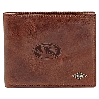 Men's Fossil Brown Missouri Tigers Leather Ryan RFID Flip ID Bifold Wallet