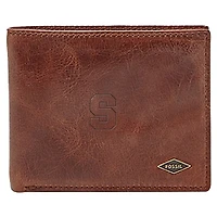 Men's Fossil Brown Syracuse Orange Leather Ryan RFID Flip ID Bifold Wallet