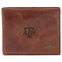 Men's Fossil Brown Texas A&M Aggies Leather Ryan RFID Flip ID Bifold Wallet
