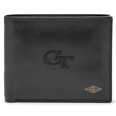 Men's Fossil Georgia Tech Yellow Jackets Leather Ryan RFID Passcase Wallet