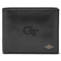 Men's Fossil Georgia Tech Yellow Jackets Leather Ryan RFID Passcase Wallet