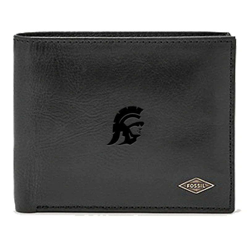 Men's Fossil Black USC Trojans Leather Ryan RFID Passcase Wallet