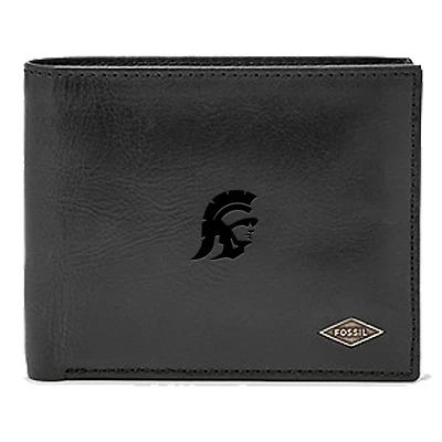 Men's Fossil Black USC Trojans Leather Ryan RFID Passcase Wallet