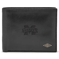 Men's Fossil Black Mississippi State Bulldogs Leather Ryan RFID Passcase Wallet
