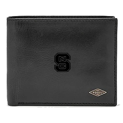 Men's Fossil Black NC State Wolfpack Leather Ryan RFID Passcase Wallet