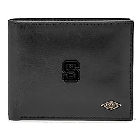 Men's Fossil Black NC State Wolfpack Leather Ryan RFID Passcase Wallet