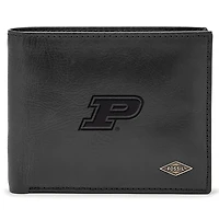 Men's Fossil Black Purdue Boilermakers Leather Ryan RFID Passcase Wallet