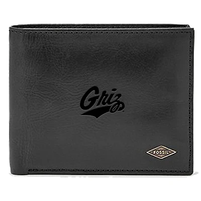 Men's Fossil Black Montana Grizzlies Leather Ryan RFID Passcase Wallet