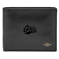 Men's Fossil Black Montana Grizzlies Leather Ryan RFID Passcase Wallet