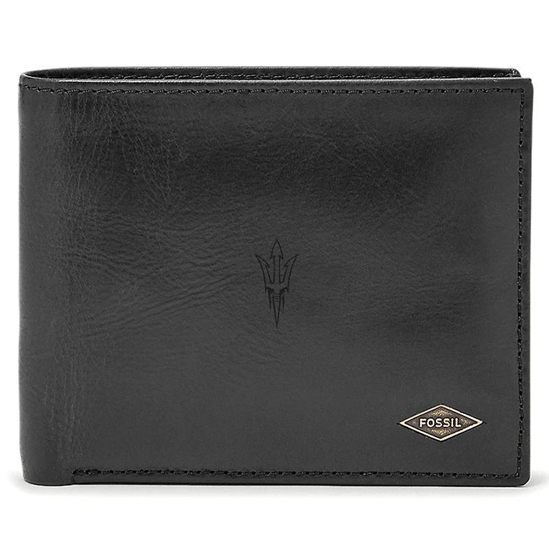 Men's Fossil Black Arizona State Sun Devils Leather Ryan RFID Passcase Wallet