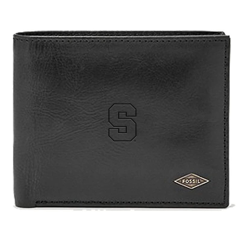 Men's Fossil Black Syracuse Orange Leather Ryan RFID Passcase Wallet