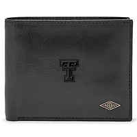Men's Fossil Black Texas Tech Red Raiders Leather Ryan RFID Passcase Wallet